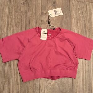 AYBL Power Seamless Crop Top - Pink - NWT - Open Back Gym Workout Top Size M